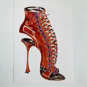 4/$20⭐️ Terracotta Manolo Blahnik Shoe Illustration *PRINT*